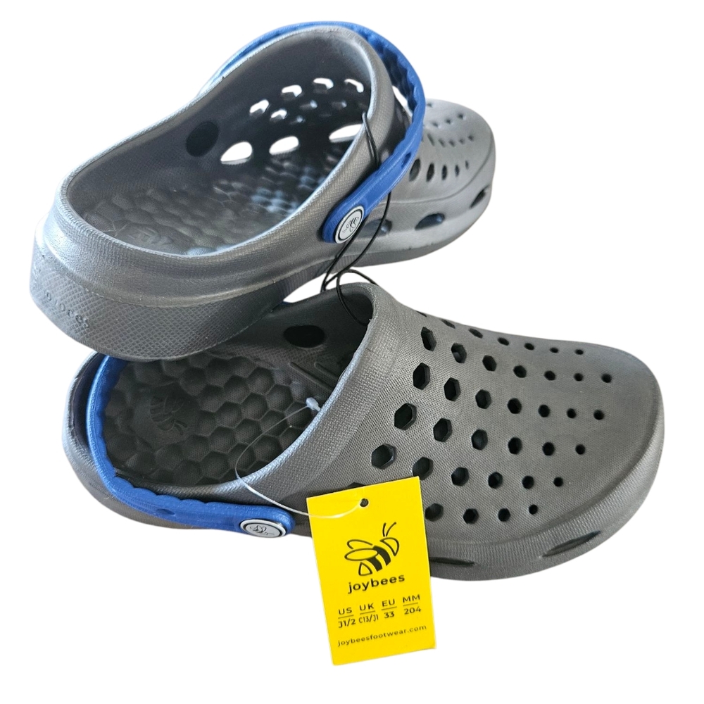 Joybees Size 1‎ / 2 Kids New Gray and Blue Clogs Water Shoes